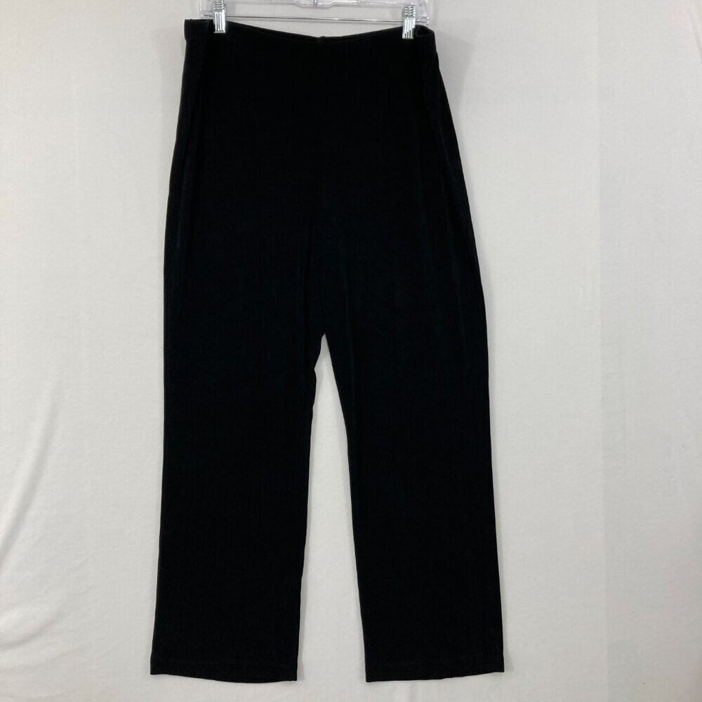 Chico's Travelers sz 16/18 Black Slinky Knit Stretch Straight Leg Pull-on Pants
